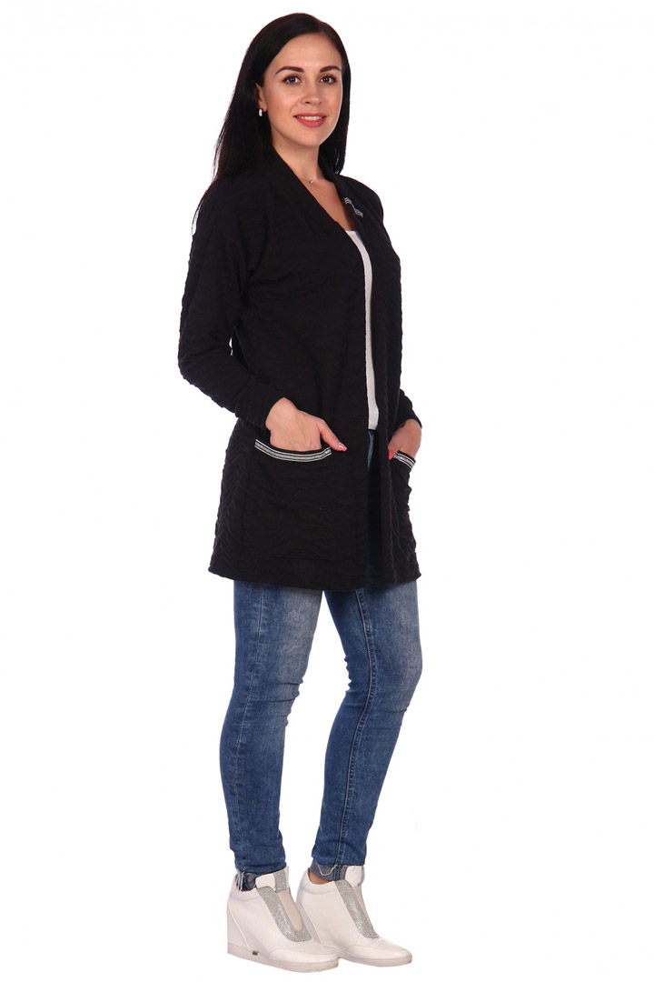 Фото товара 17551, черный кардиган с карманами